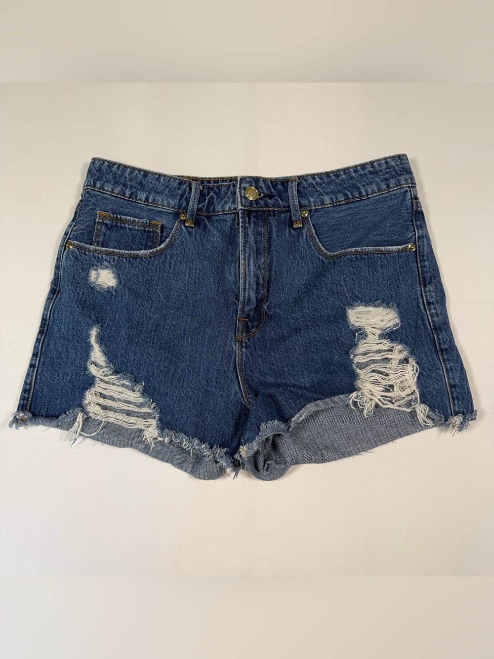 Good American Blue Distressed Jean Shorts